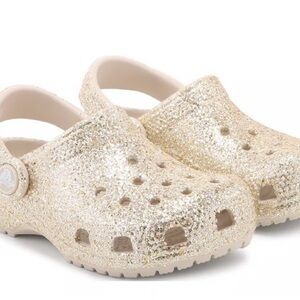 CROCS Kids Glitter Clog in Champagne Gold